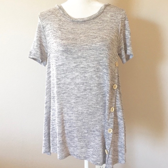 A.gain Tops - Grey Tunic Top with Button Detail